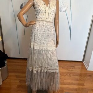 Chic Ivory Polka Dot Maxi Dress